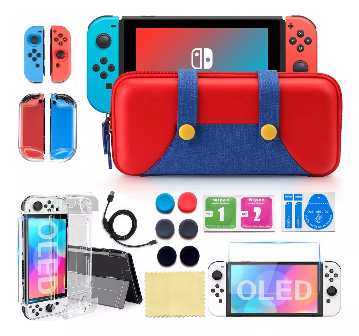 Kit De 30 Accesorios Funda Para Nintendo Switch Oled Estuche