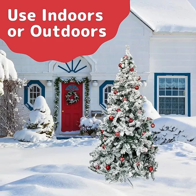 Arbol De Navidad De Nieve Artificial Blanca Flocada De 2.1 M