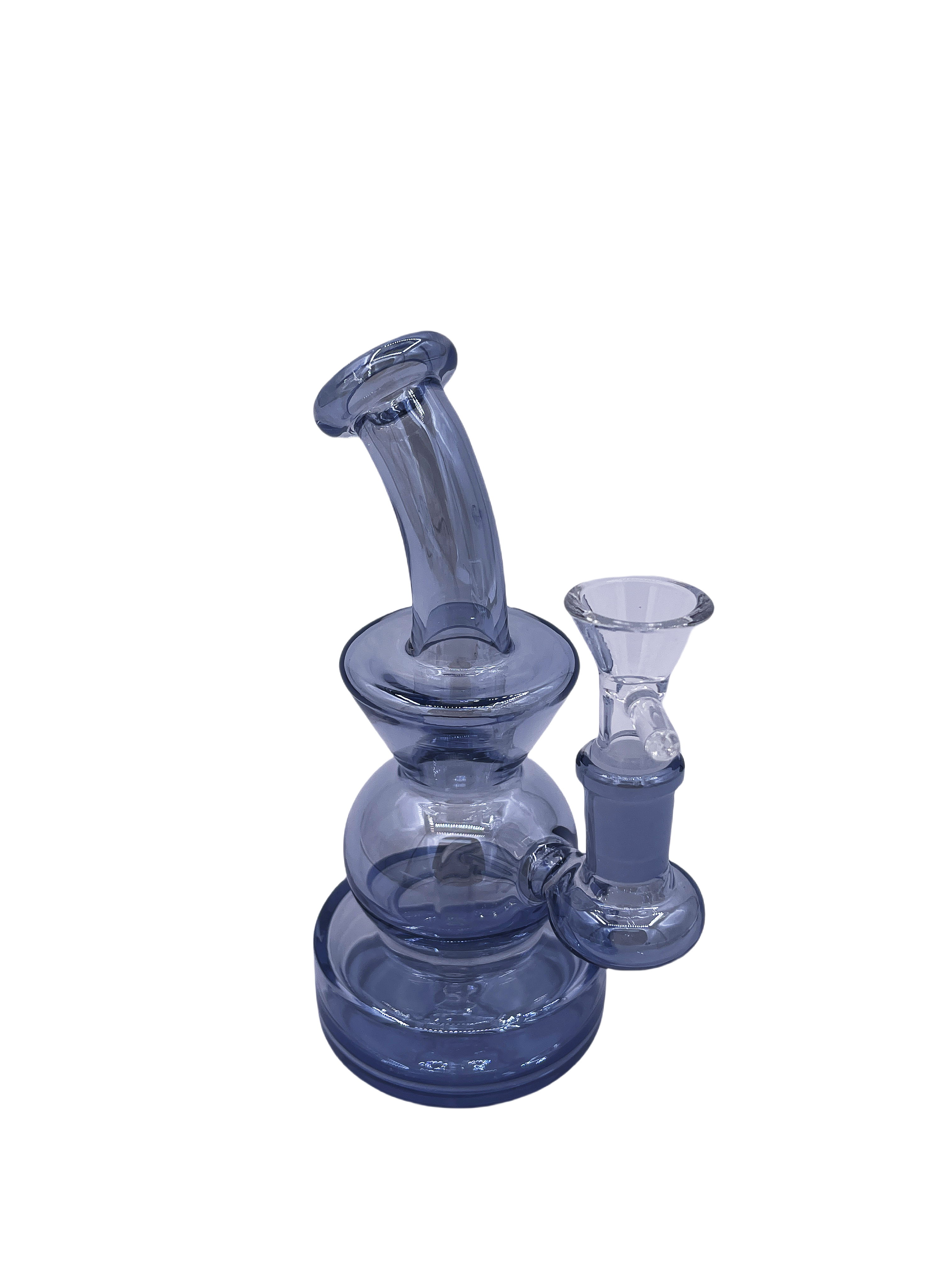 (Clear/Blue) Blown Glass Perc Tobacco Water Pipe/Bong Recycler W/ 14mm Bowl