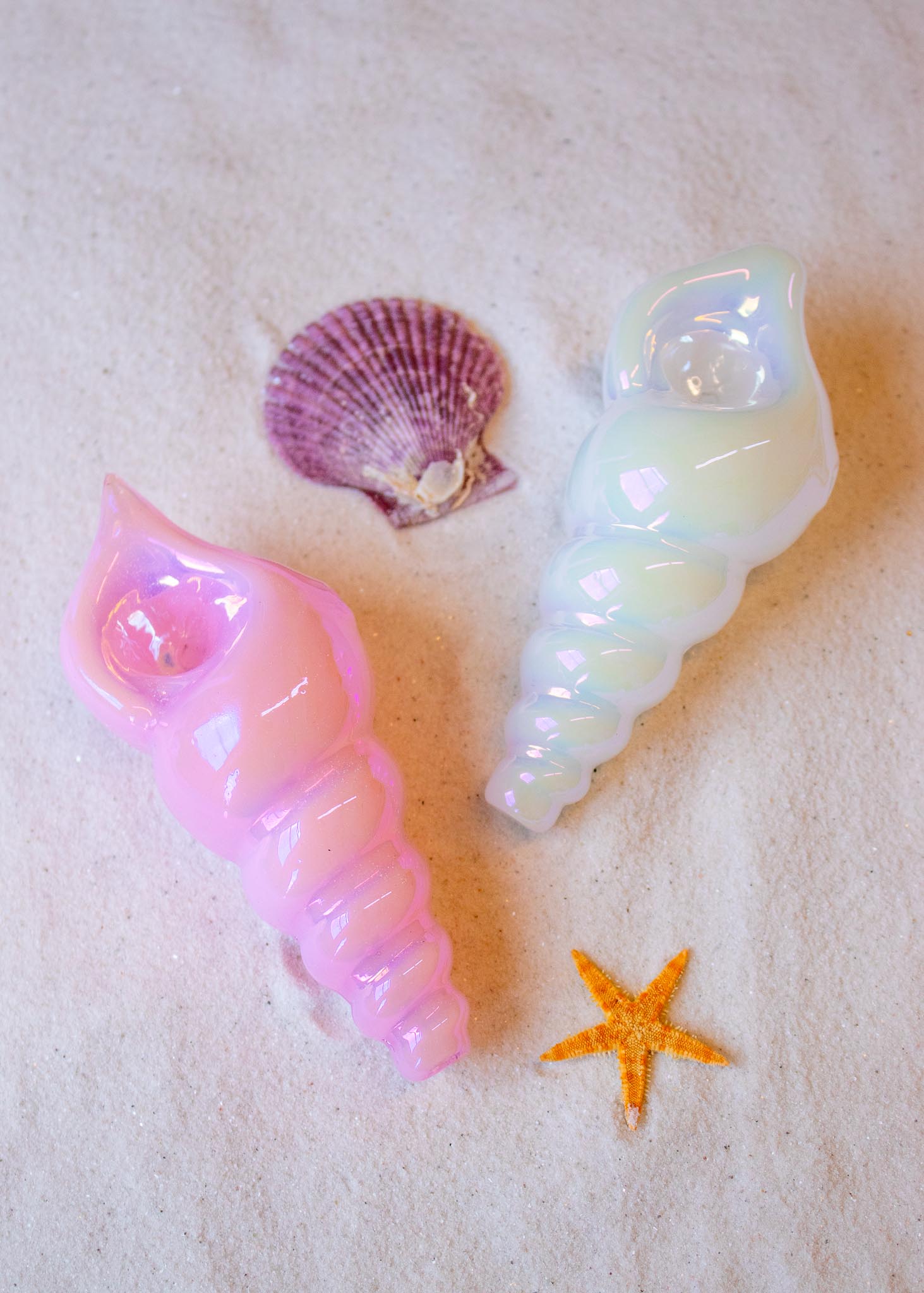 Iridescent Sea Shell Glass Handle