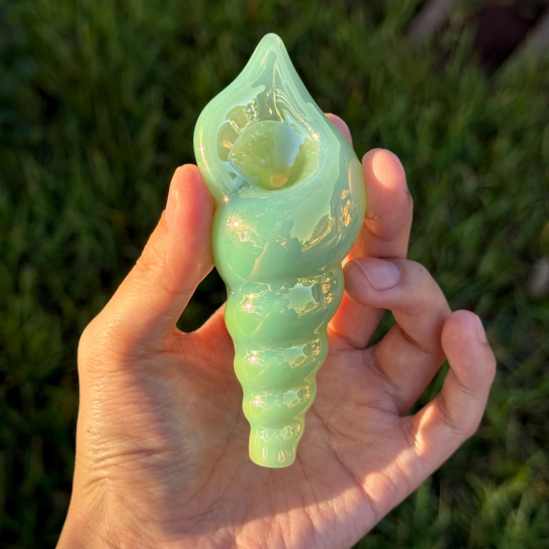 Iridescent Sea Shell Glass Handle