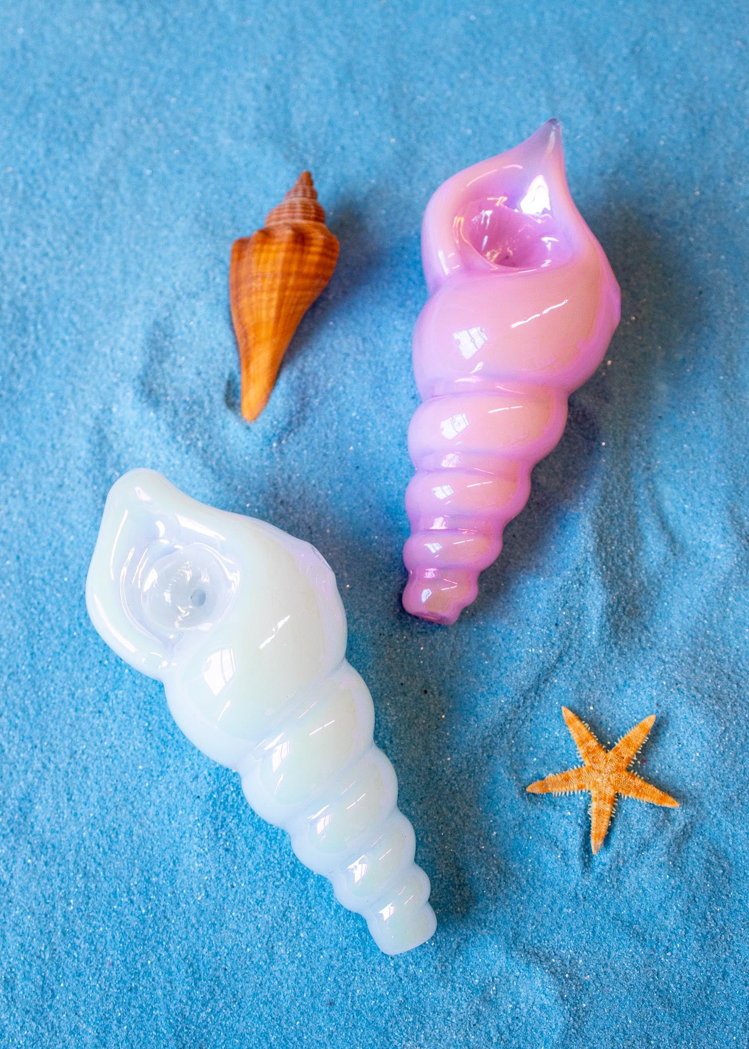 Iridescent Sea Shell Glass Handle