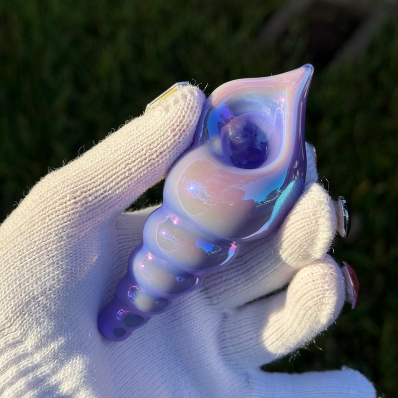 Iridescent Sea Shell Glass Handle