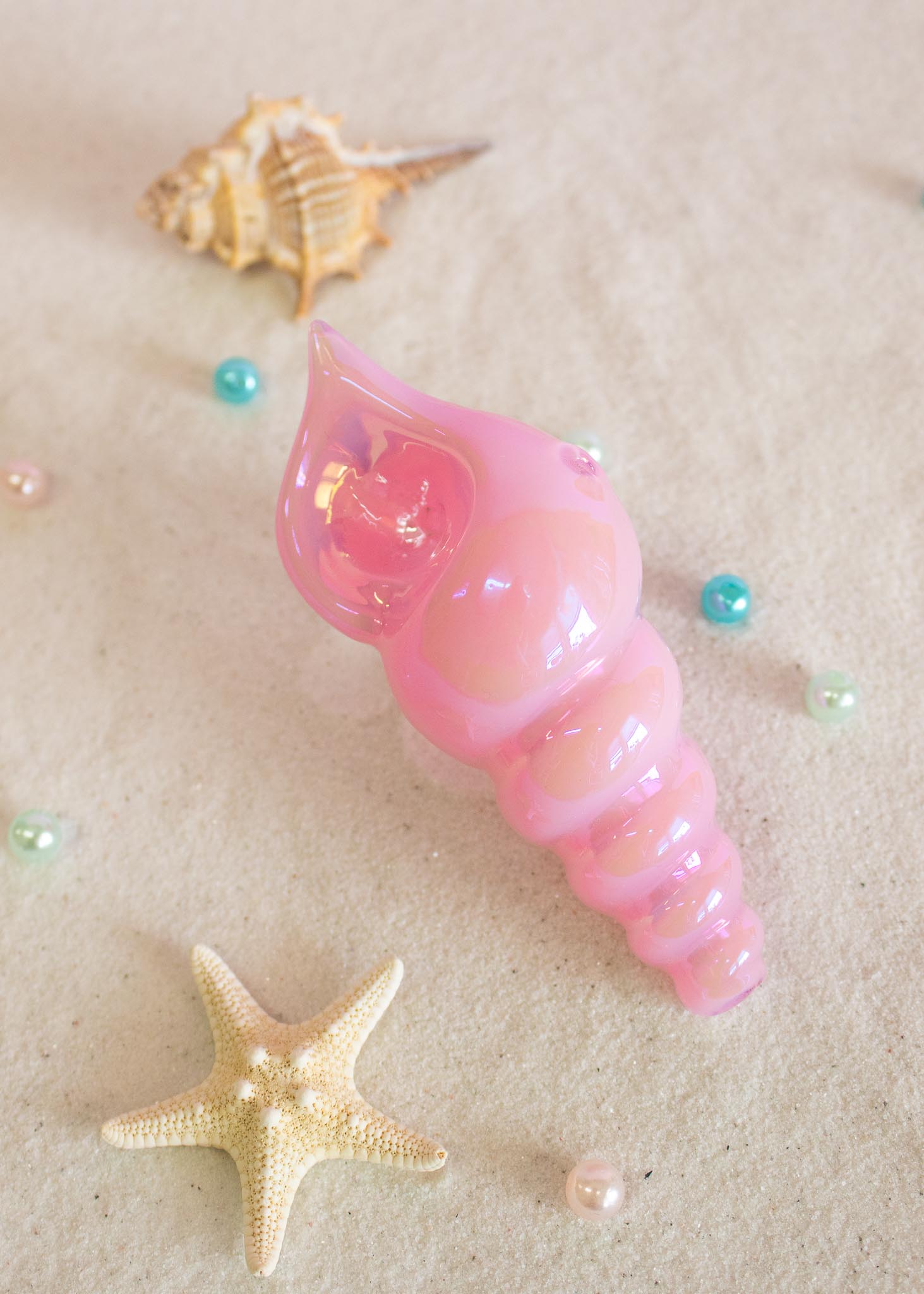 Iridescent Sea Shell Glass Handle
