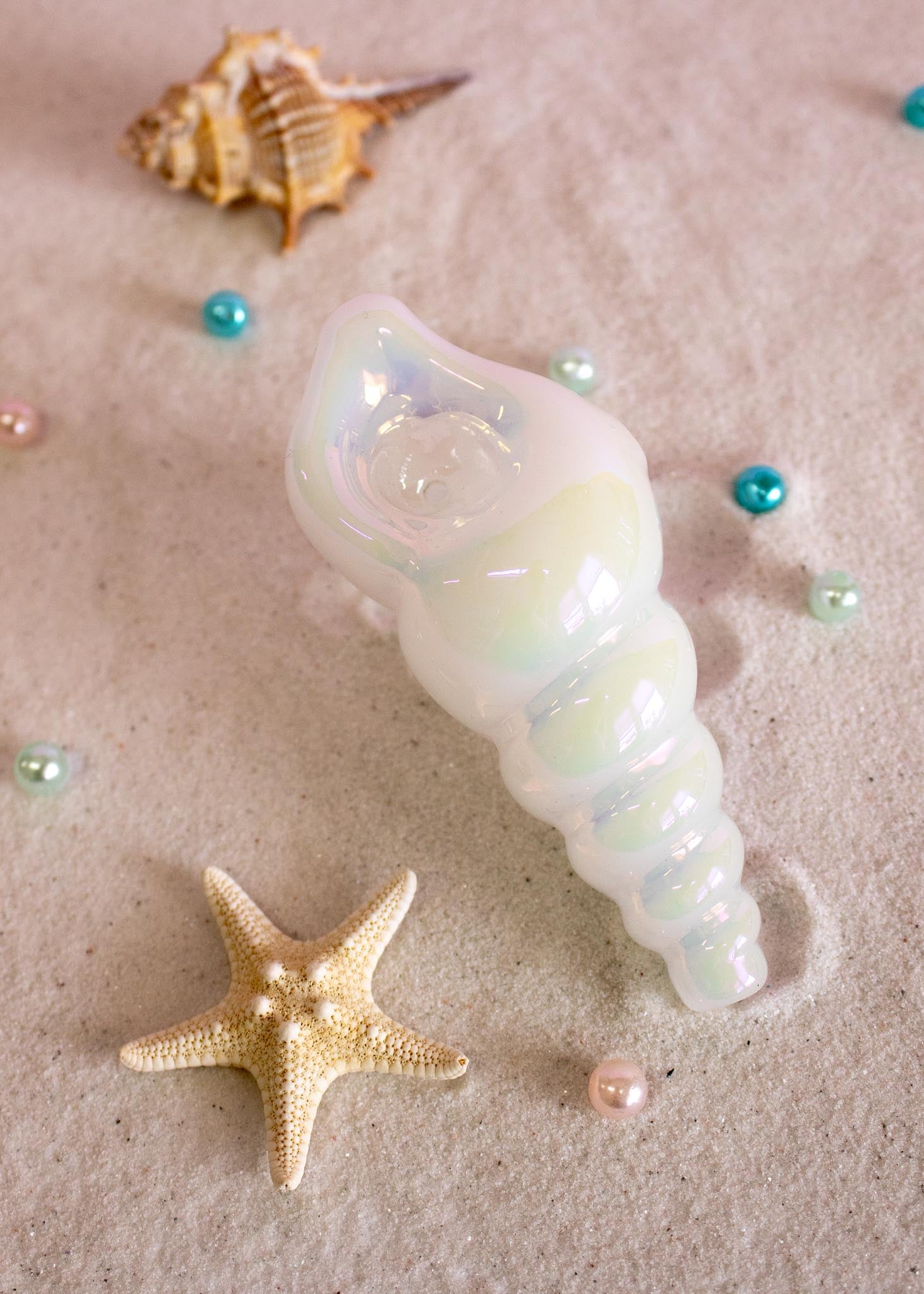 Iridescent Sea Shell Glass Handle