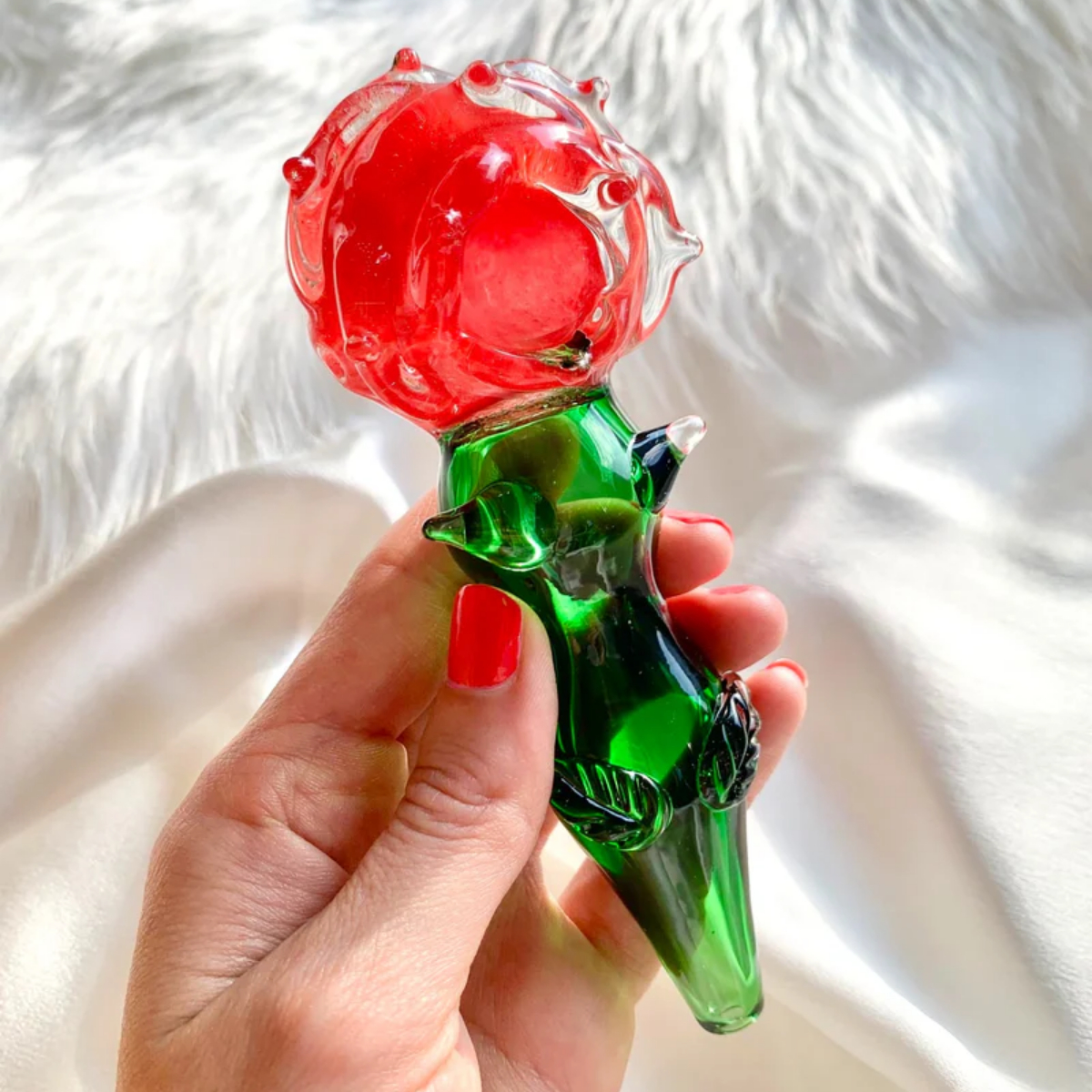 Romantic Rose Glass Handle