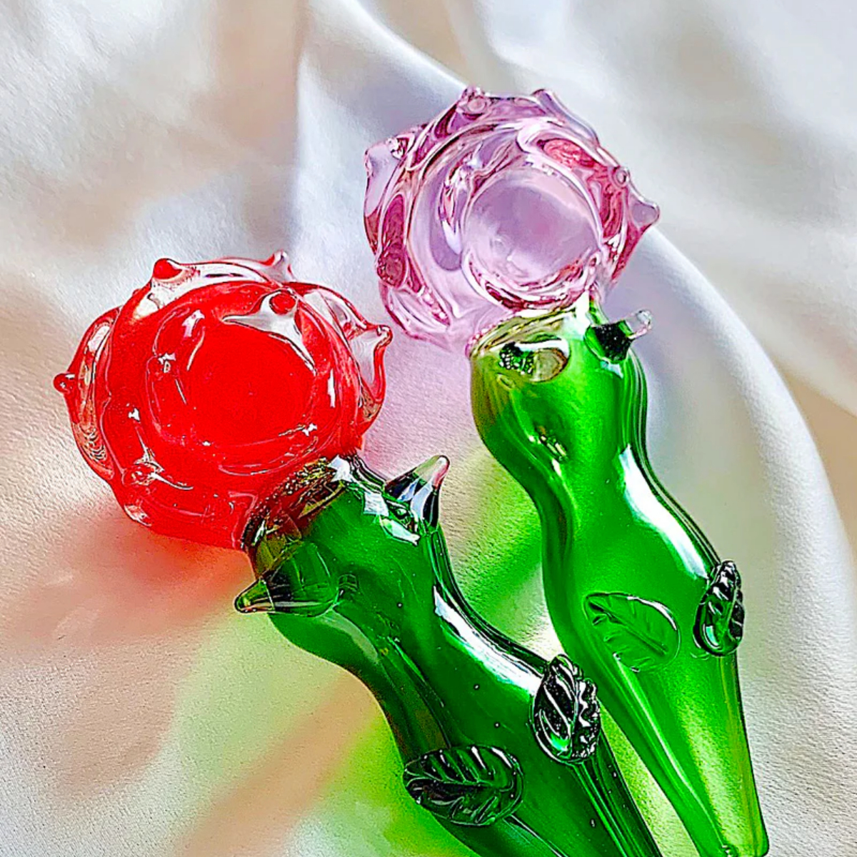 Romantic Rose Glass Handle