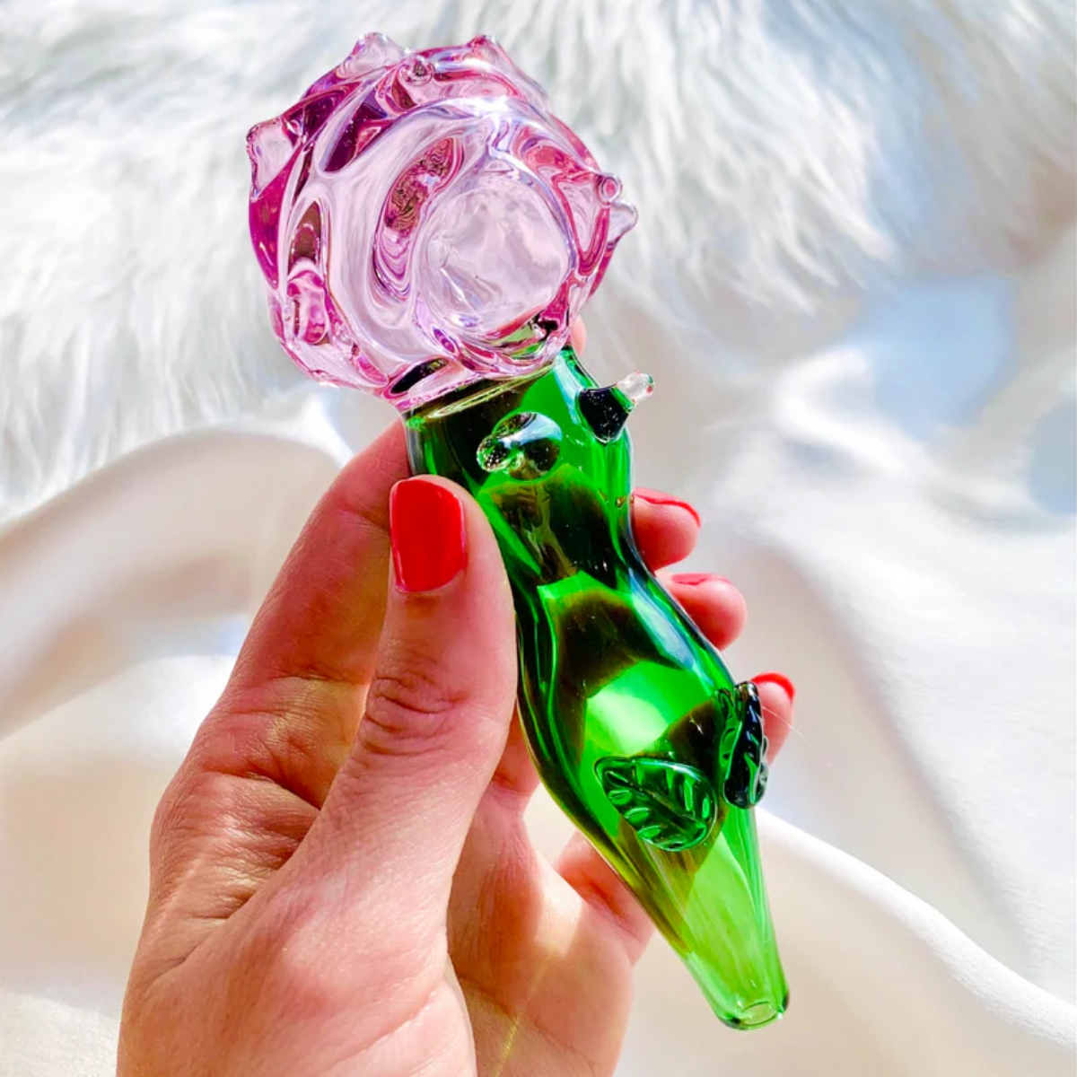 Romantic Rose Glass Handle