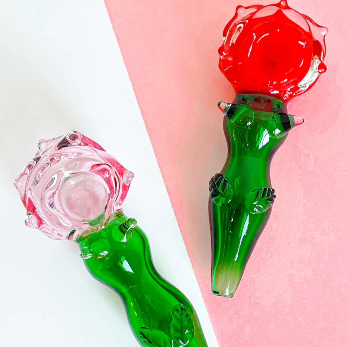 Romantic Rose Glass Handle