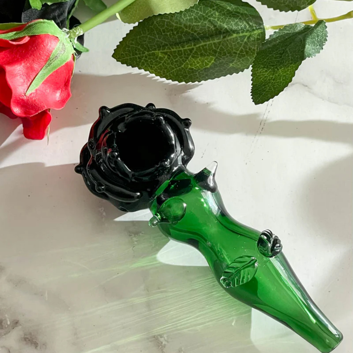 Romantic Rose Glass Handle