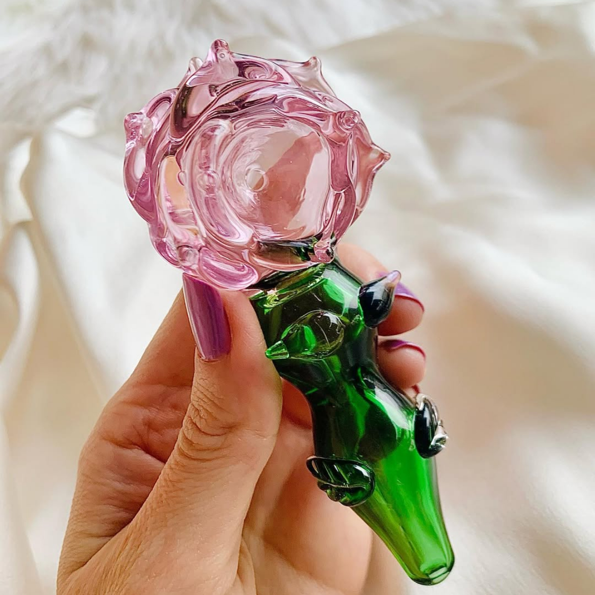Romantic Rose Glass Handle
