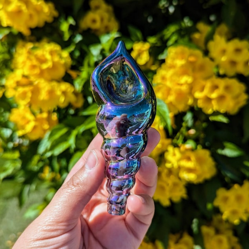 Pink Iridescent Sea Shell Glass Handpiece