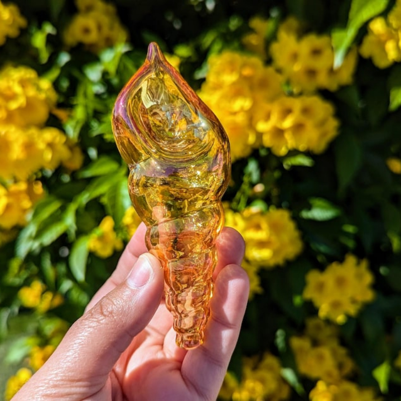 Pink Iridescent Sea Shell Glass Handpiece