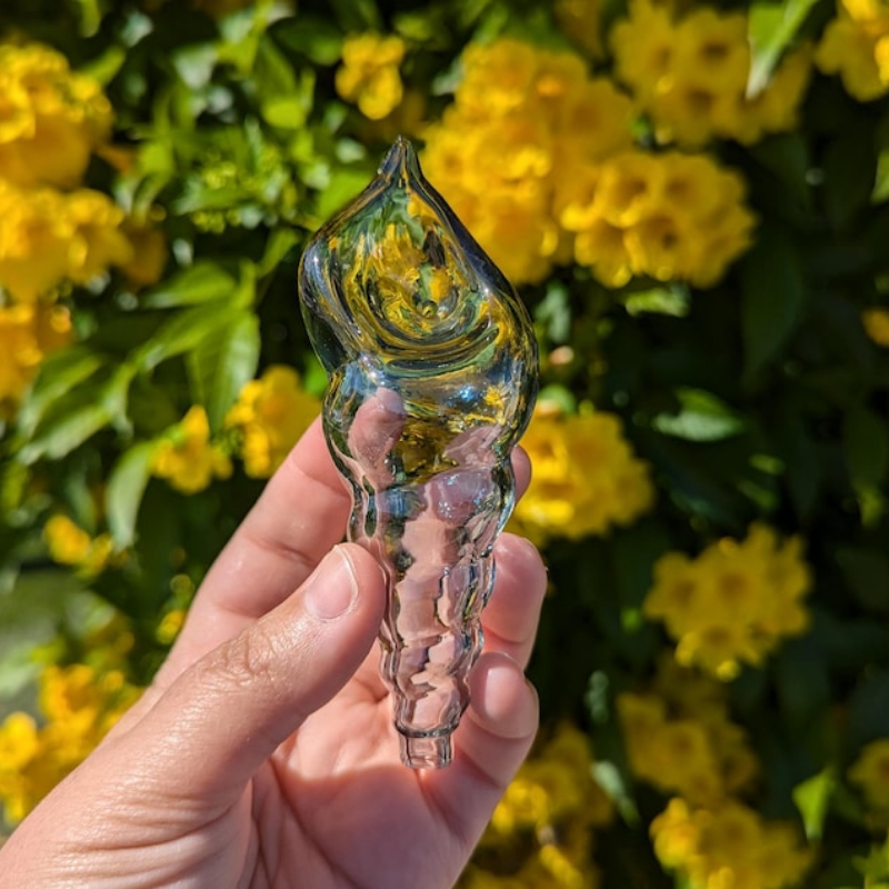 Pink Iridescent Sea Shell Glass Handpiece