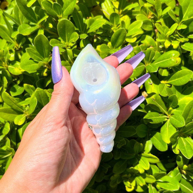 Pink Iridescent Sea Shell Glass Handpiece