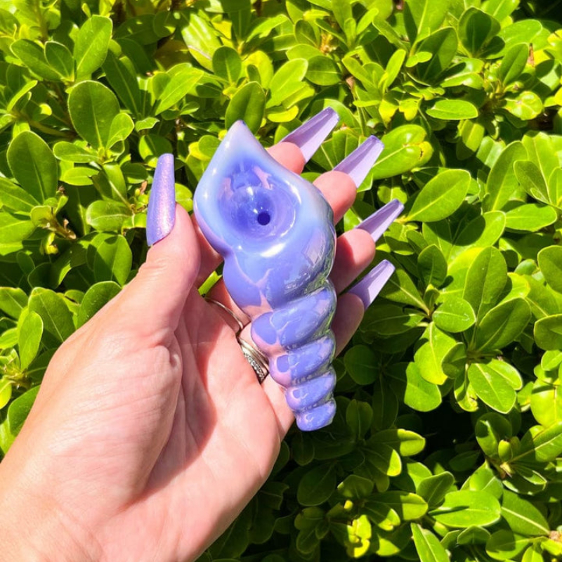 Pink Iridescent Sea Shell Glass Handpiece
