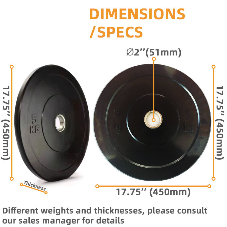 Wholesale Gym Accessories Bumper Weights Plates 35Lb 45Lb Weight Plates Set Fitness Free Lifting Weights Gym Barbell