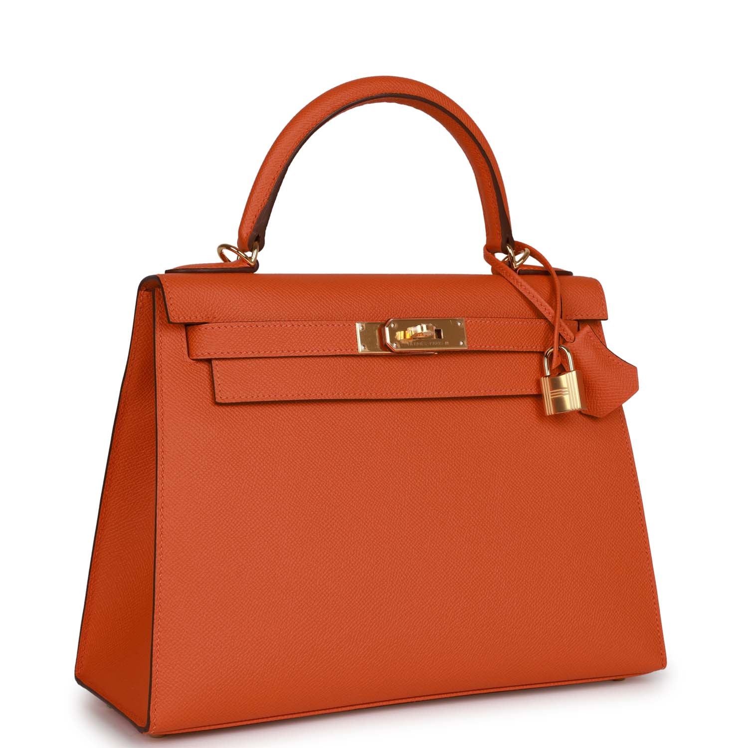 Kelly Sellier 28 Orange Epsom Gold Hardware