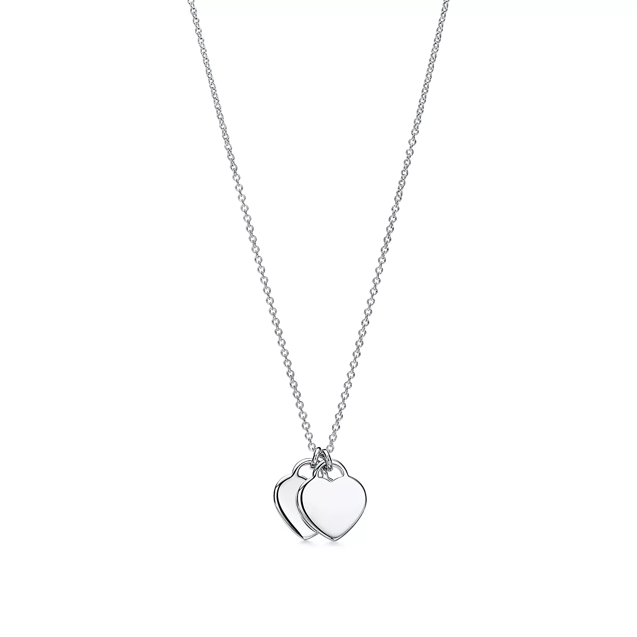 Tiffany Blue Double Heart Tag Pendant in Silver, Mini