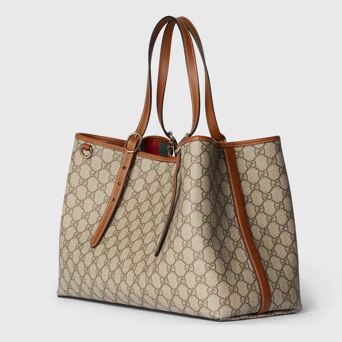 GG Emblem Large Tote Bag Brown
