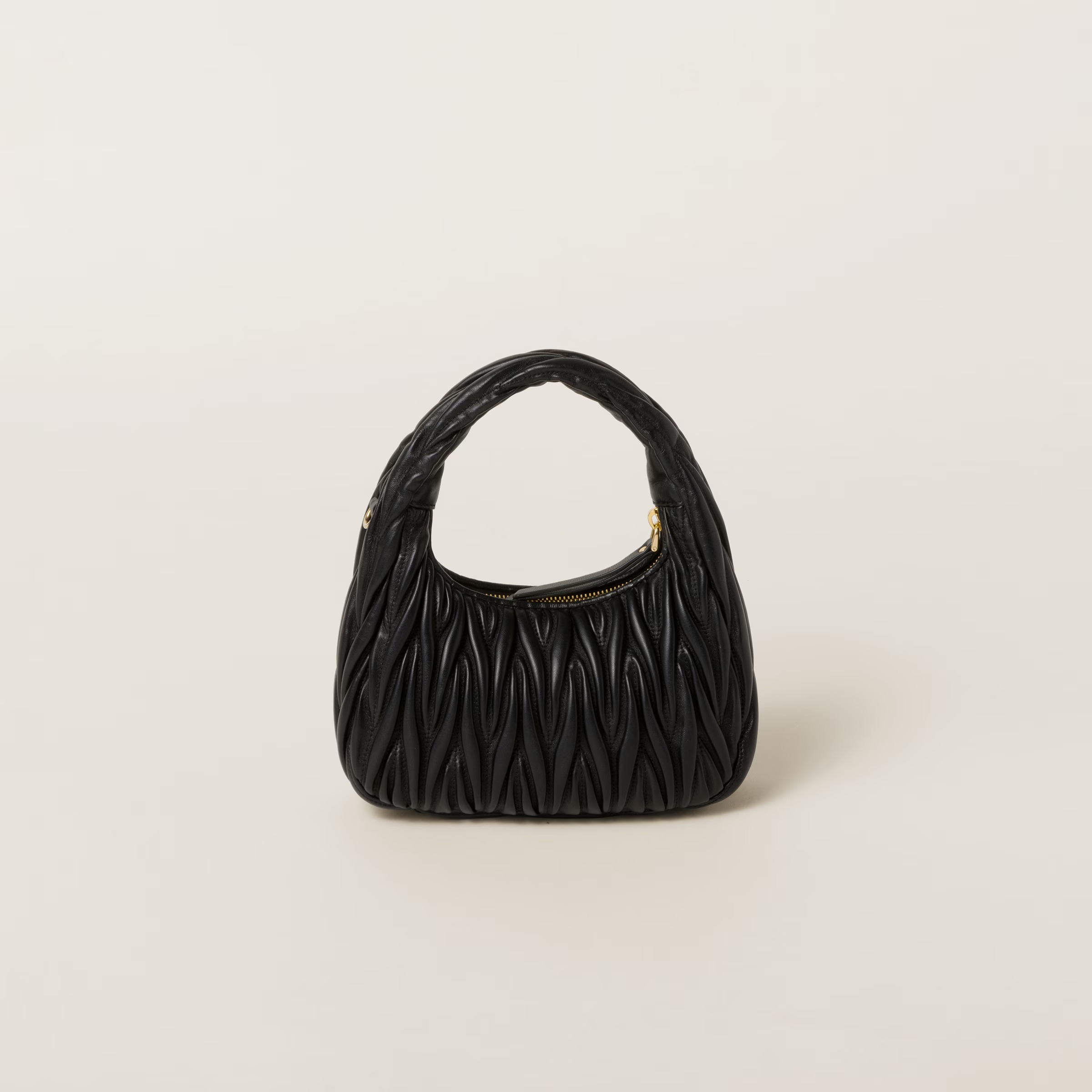 Wander matelassé nappa leather hobo bag Small Black