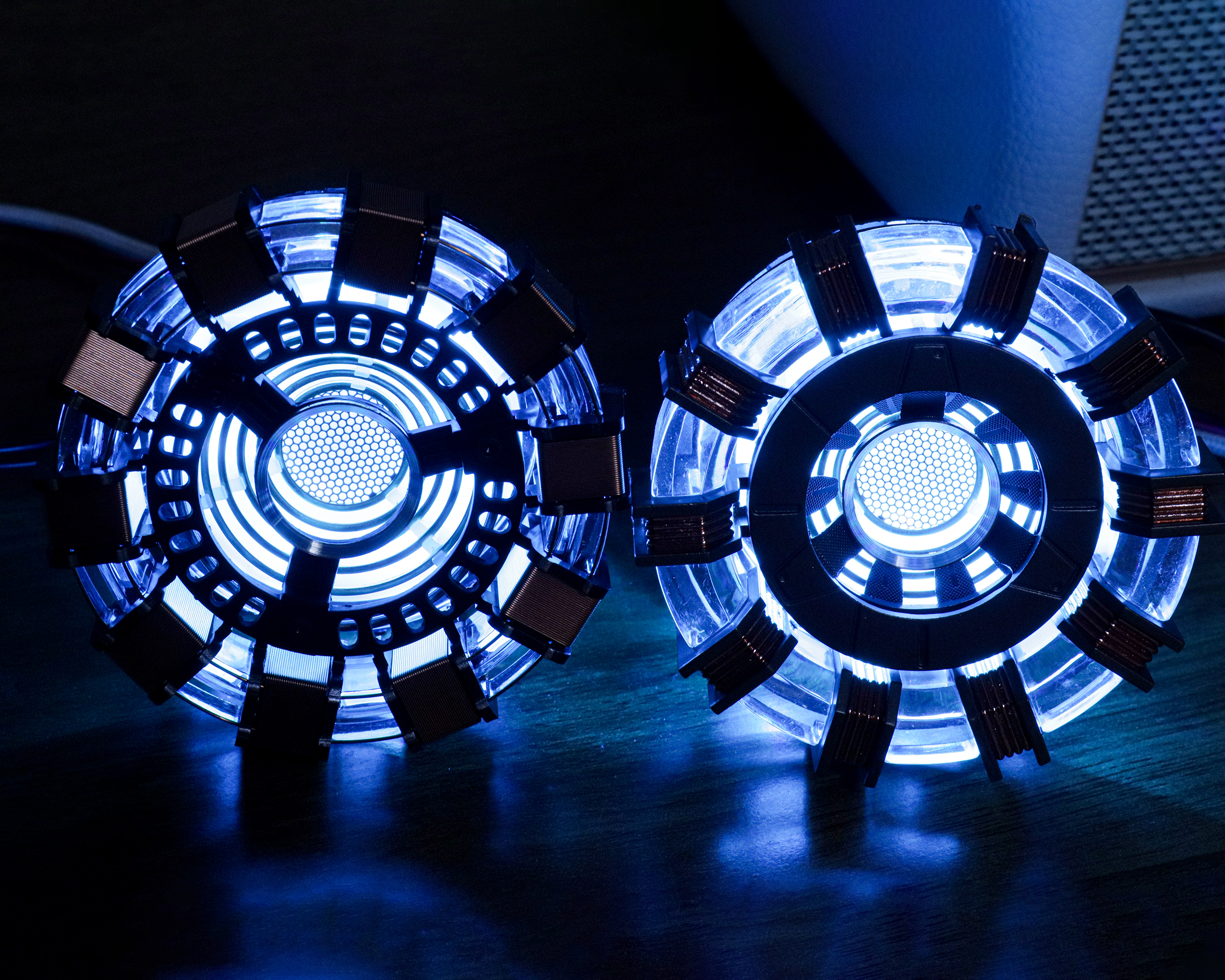 Xpropsreplica Iron Man Arc Reactor 1:1 Ratio, Vibration Sensing, LED Light, with Display Case for Collections, USB Connection