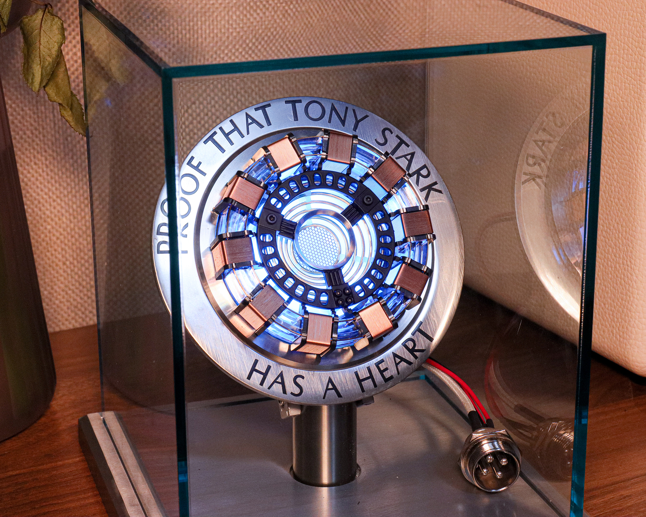 Xpropsreplica Iron Man Arc Reactor 1:1 Ratio, Vibration Sensing, LED Light, with Display Case for Collections, USB Connection