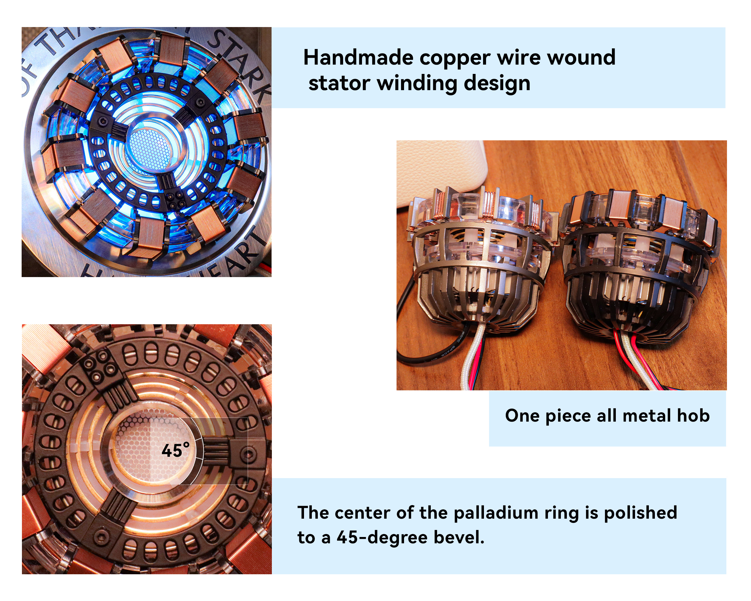 Xpropsreplica Iron Man Arc Reactor 1:1 Ratio, Vibration Sensing, LED Light, with Display Case for Collections, USB Connection