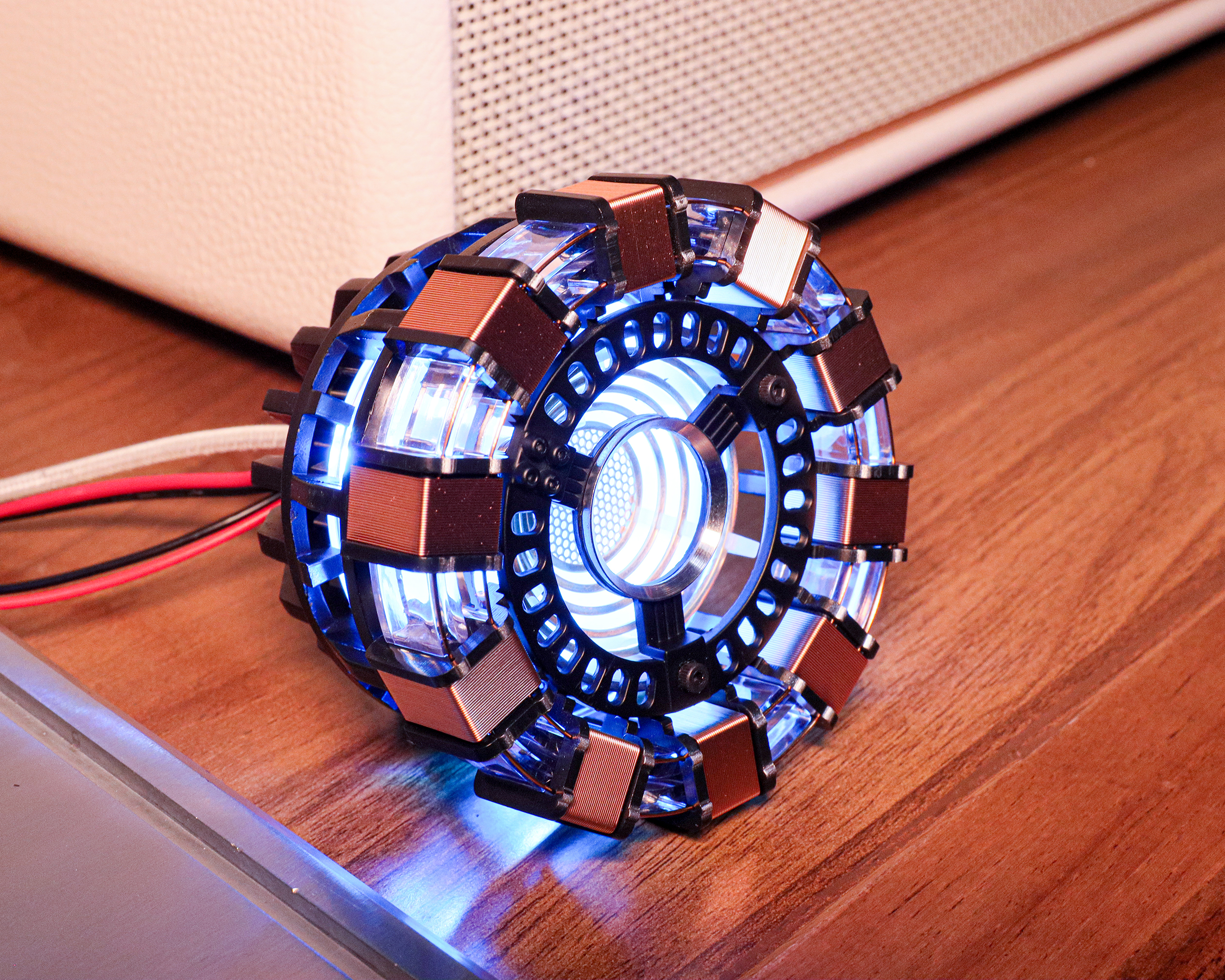Xpropsreplica Iron Man Arc Reactor 1:1 Ratio, Vibration Sensing, LED Light, with Display Case for Collections, USB Connection