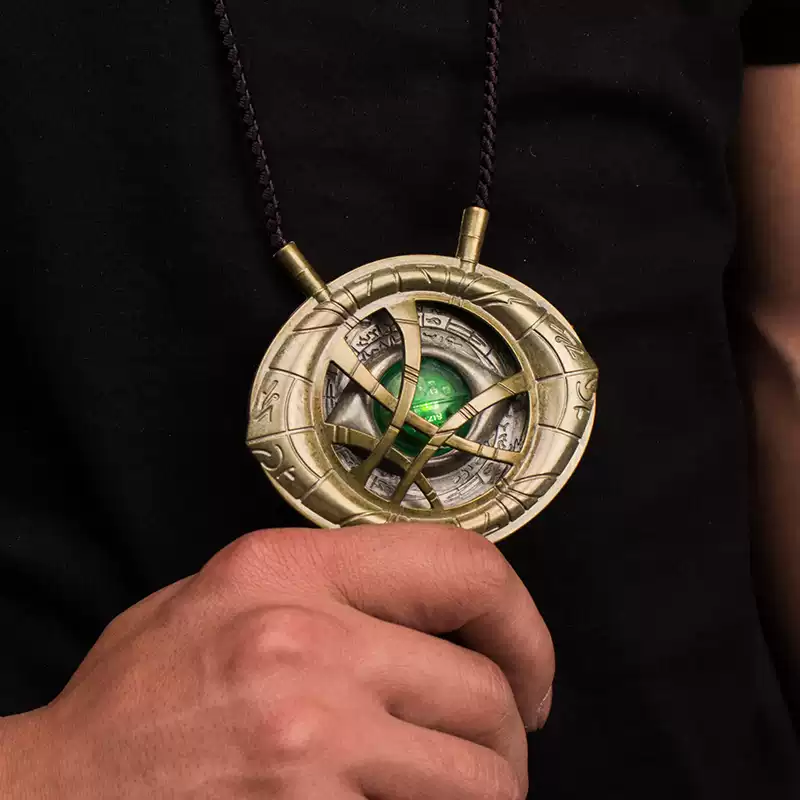 Xpropsreplica Avengers Doctor Strange Necklace - Eye of Agamotto 1:1 Infinity Stone Metal Time Gem Collectible Model.