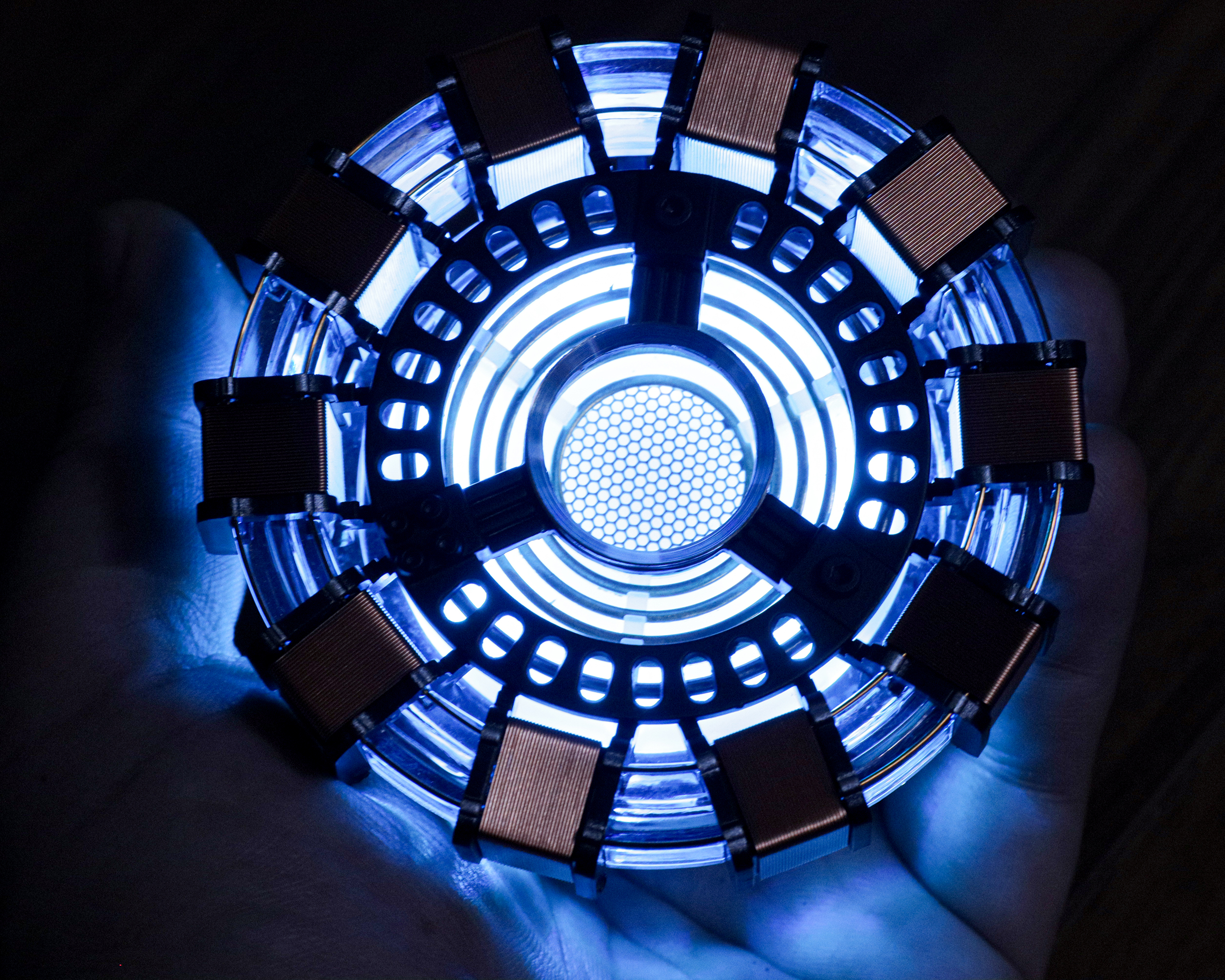 Xpropsreplica Iron Man Arc Reactor 1:1 Ratio, Vibration Sensing, LED Light, with Display Case for Collections, USB Connection