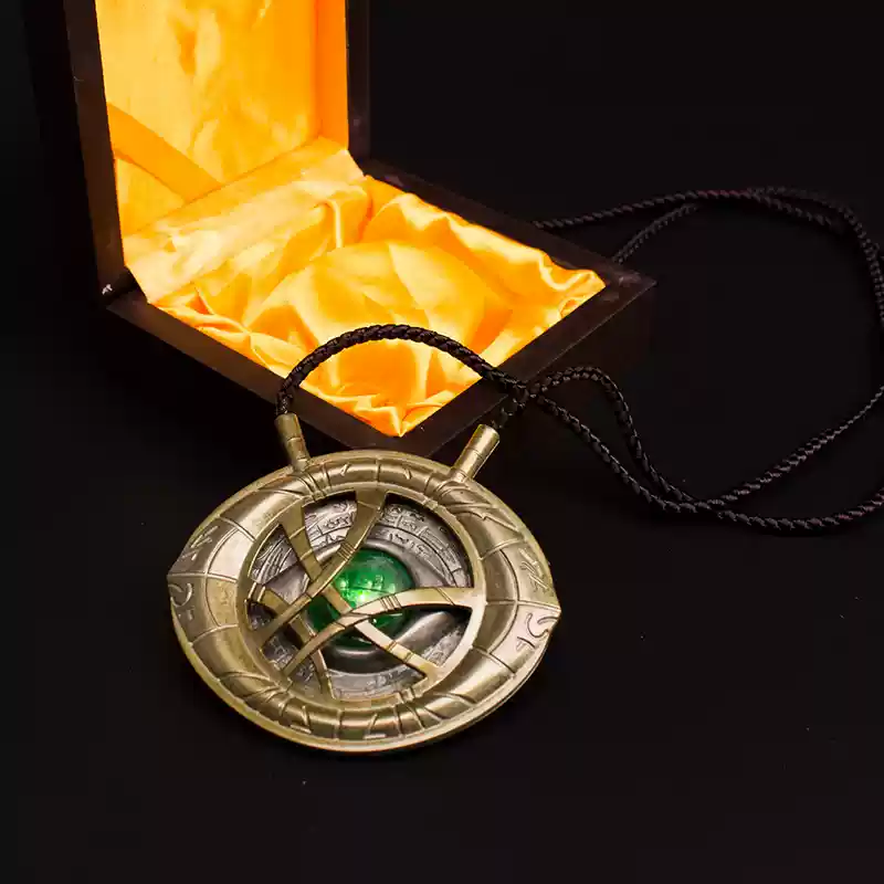 Xpropsreplica Avengers Doctor Strange Necklace - Eye of Agamotto 1:1 Infinity Stone Metal Time Gem Collectible Model.