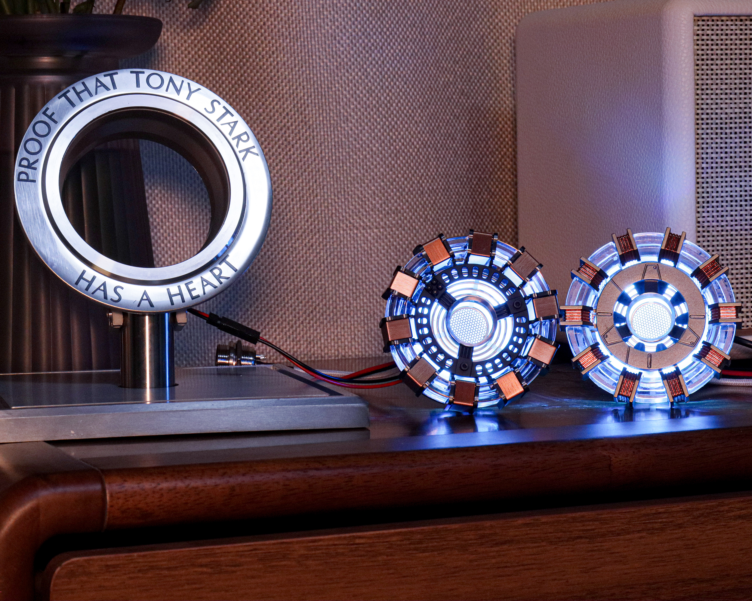 Xpropsreplica Iron Man Arc Reactor 1:1 Ratio, Vibration Sensing, LED Light, with Display Case for Collections, USB Connection