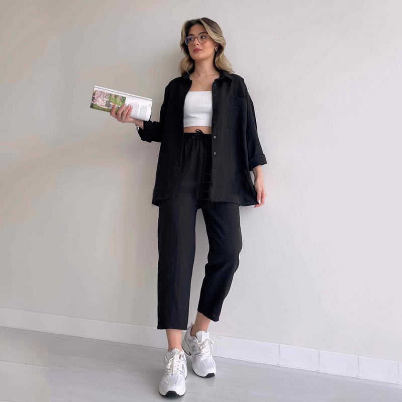 Breathable Loose Shirt Coat Harem Pants Two-Piece Set (Buy 2 sets for free shipping)