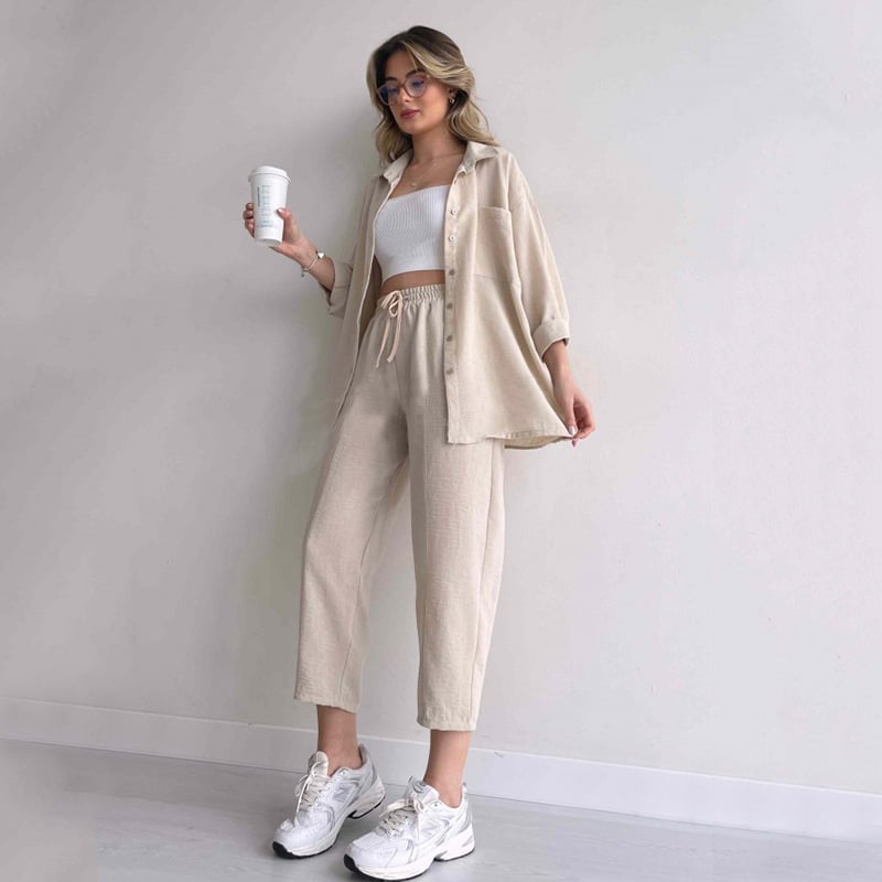 Breathable Loose Shirt Coat Harem Pants Two-Piece Set (Buy 2 sets for free shipping)