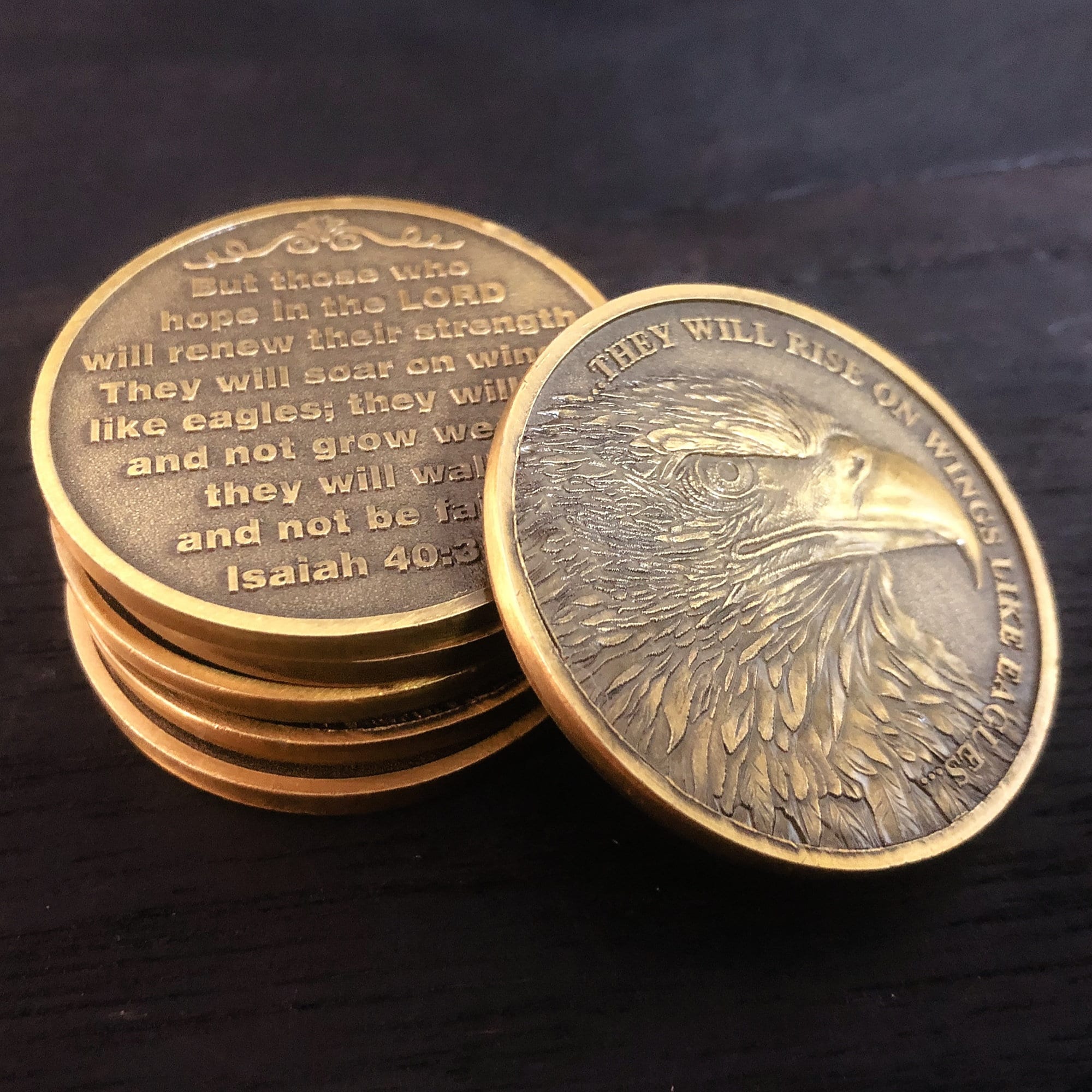 Bible Prayer Challenge Coin Isaiah 40:3 Rise Like Eagle Coin Gift for Christian