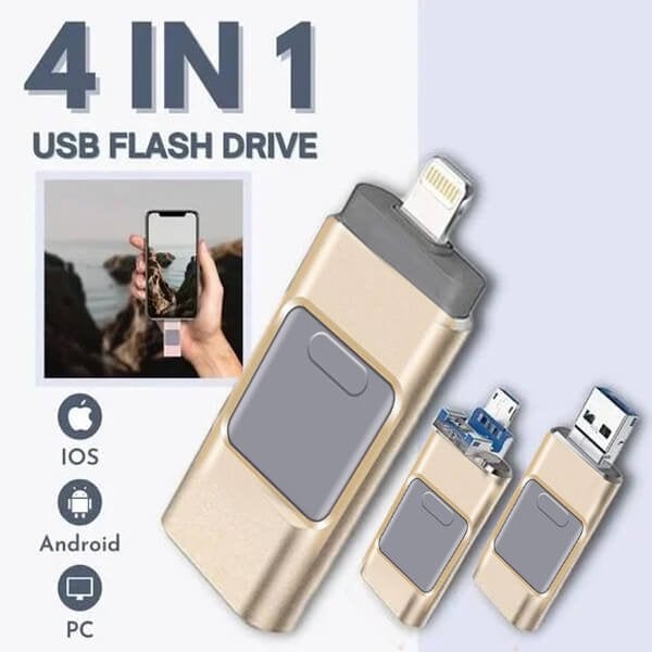 Last Day Promotion - 🔥4 In 1 High Speed USB Flash Drive For iPhone, iPad, Android, PC & More Devices