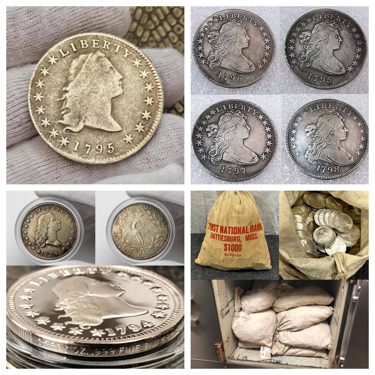 š“Last 12 sets!!! šŖThe Complete Set Of 1794-1804 Liberty Flowing Hair Silver Dollar(11Pcs)