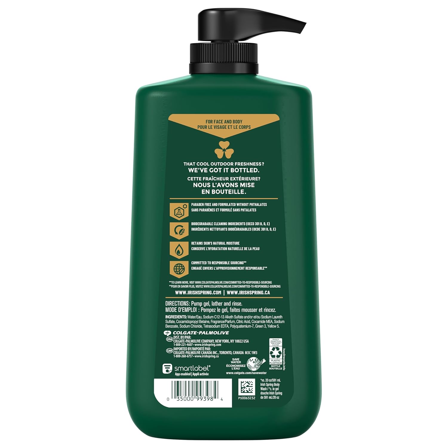 Irish Spring Mens Body Wash, Moisture Blast Body Wash for Men, Feel Fresh All Day, 30 Oz Pump Bottle