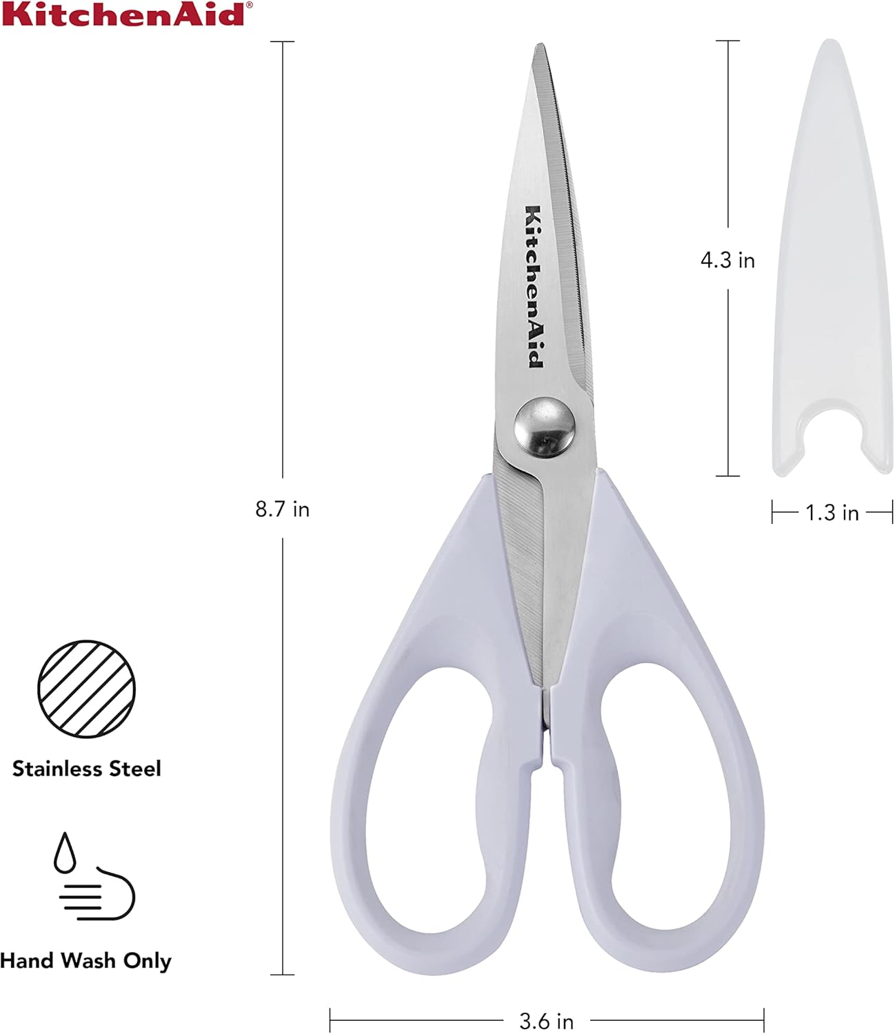 KitchenAid All Purpose Kitchen Shears with Protective Sheath for Everyday use, Dishwasher Safe Stainless Steel Scissors with Comfort Grip, 8.72-Inch, Black