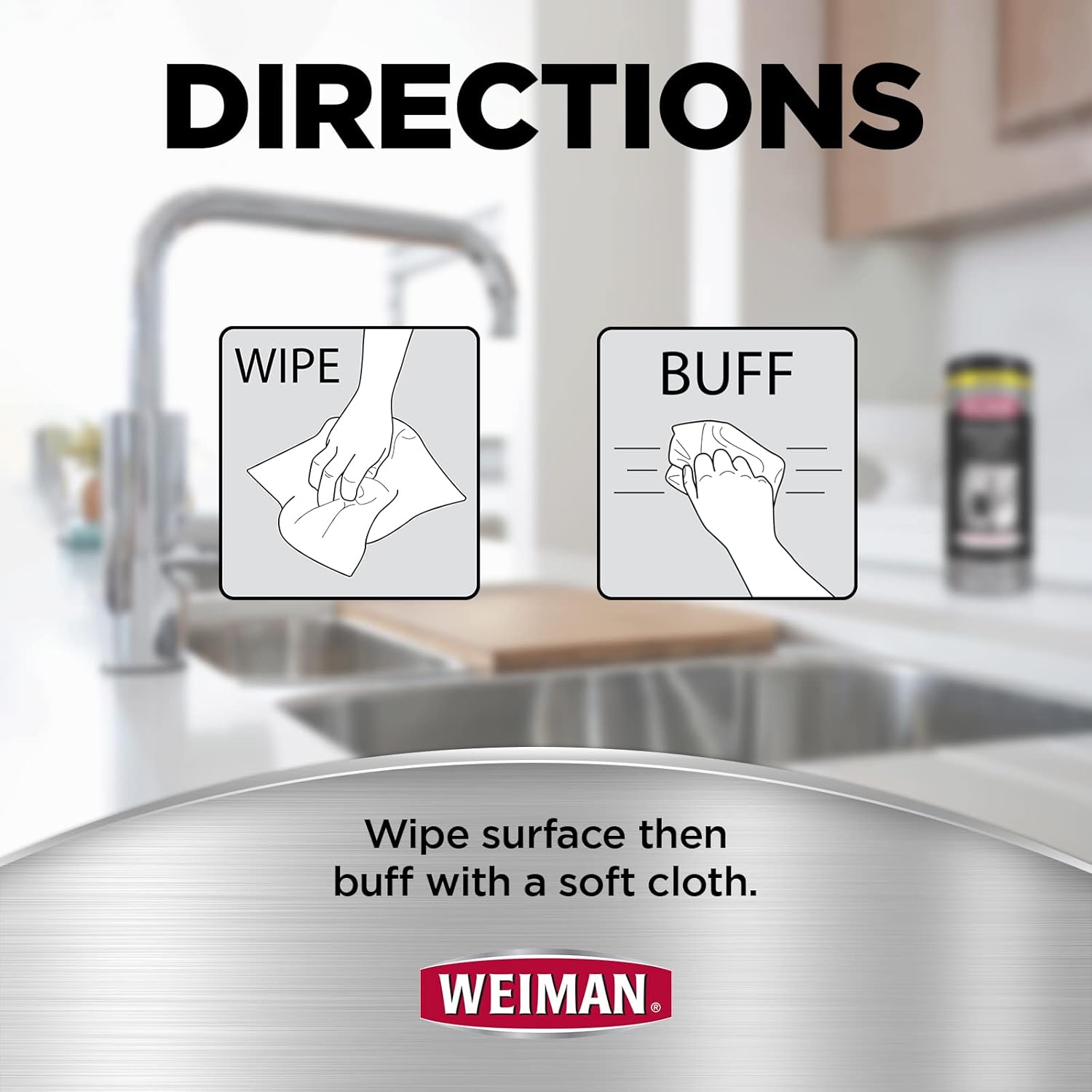Weiman Stainless Steel Cleaner Kit - Removes Fingerprints, Residue, Water Marks, and Grease