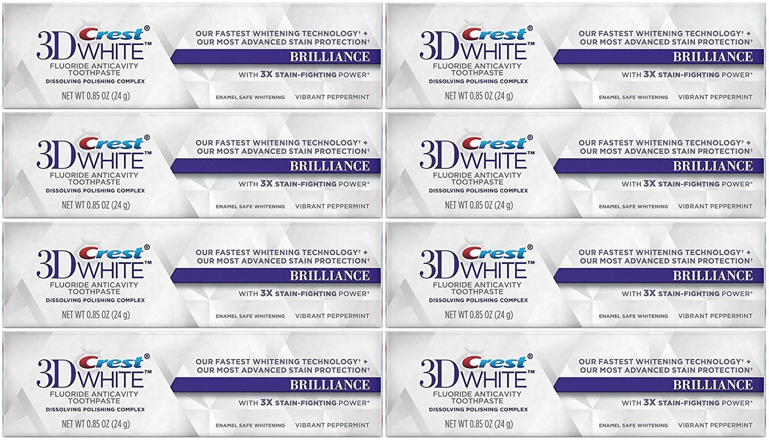 Crest 3D White Advanced Luminous Mint Teeth Whitening Toothpaste, 3.7 oz Pack of 4 - Helps Remove Surface Stains, Whitens Teeth, Strengthens Tooth Enamel, Protects Against Cavities