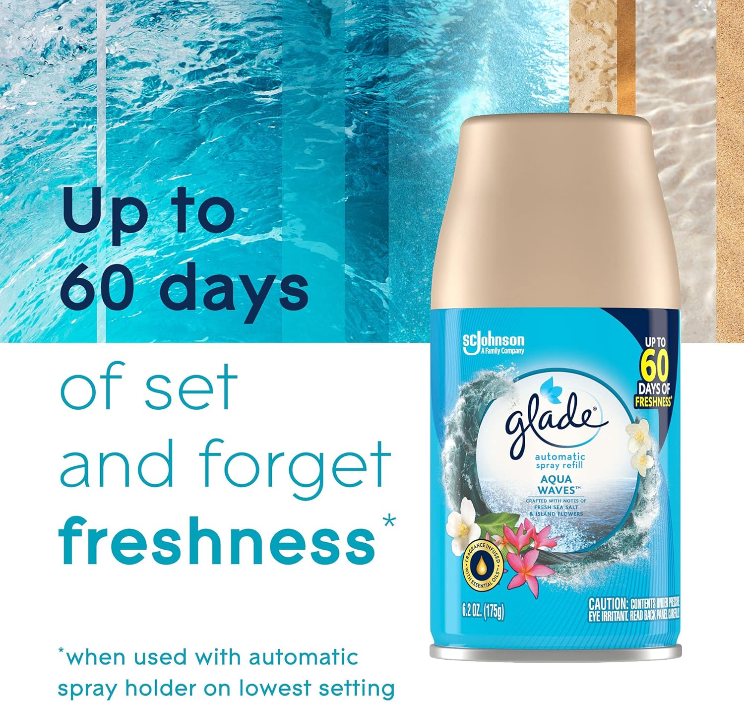 Glade Automatic Spray Air Freshener Refill, Scented Air Freshener for Home and Bathroom, Clean Linen, 6.2 Oz, 3 Count
