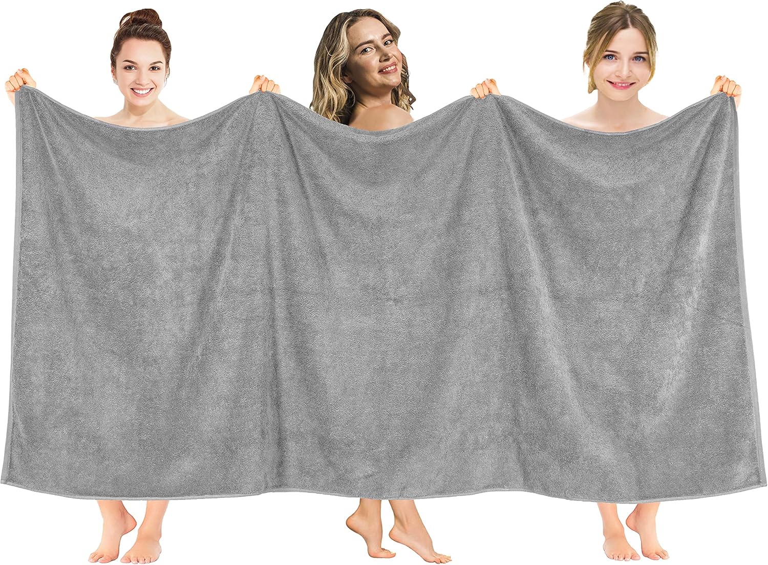 American Soft Linen Luxury 6 Piece Towel Set, 2 Bath Towels 2 Hand Towels 2 Washcloths, 100% Cotton Turkish Towels for Bathroom, Light Grey Towel Sets