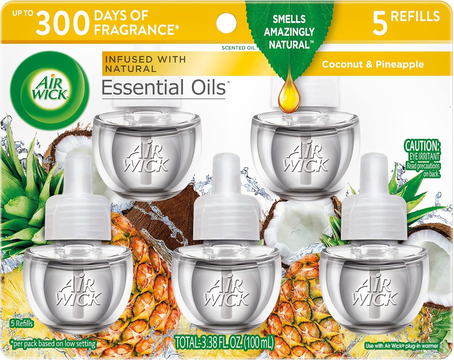 Air Wick Plug in Scented Oil Refill, 5 ct, Sandalwood , Air Freshener, Essential Oils