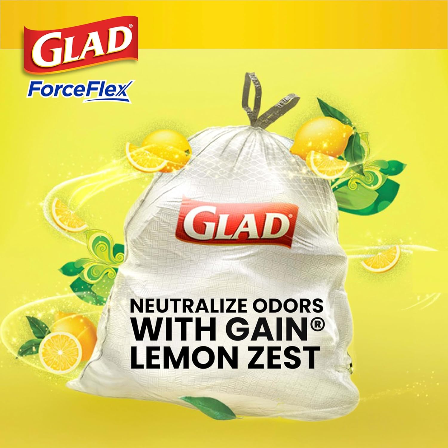 Glad Tall Kitchen Drawstring Trash Bags - Odorshield 13 Gallon White Trash Bag, Febreze Fresh Clean, 110 Count