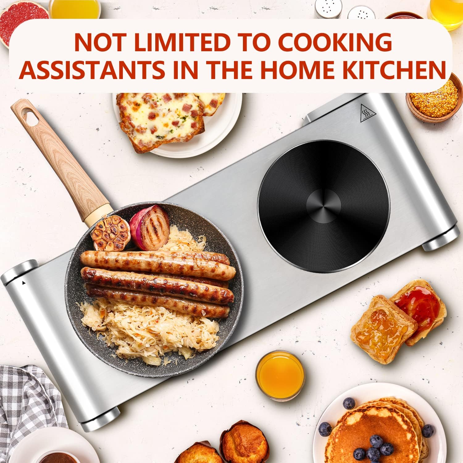 CUSIMAX Electric Hot Plate for Cooking Portable Single Burner 1500W Cast Iron hot plates Heat-up in Seconds Adjustable Temperature Control Stainless Steel Non-Slip Rubber Feet Upgraded Version B101