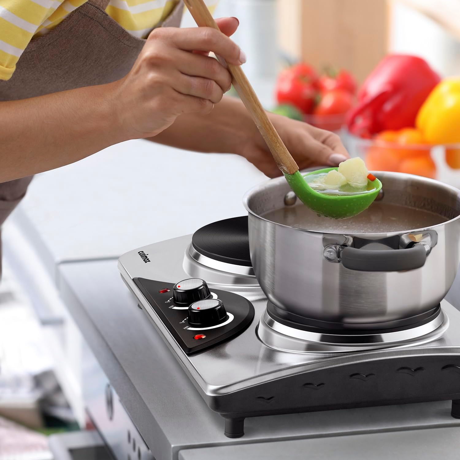 CUSIMAX Electric Hot Plate for Cooking Portable Single Burner 1500W Cast Iron hot plates Heat-up in Seconds Adjustable Temperature Control Stainless Steel Non-Slip Rubber Feet Upgraded Version B101