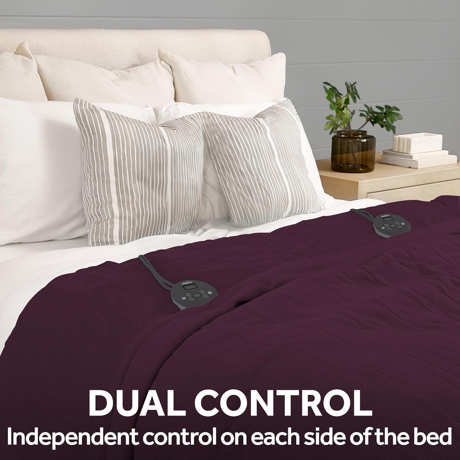 Sunbeam Royal Ultra Rodeen Blue Plaid Heated Personal Throw / Blanket, Cozy-Warm, Adjustable Heat Settings