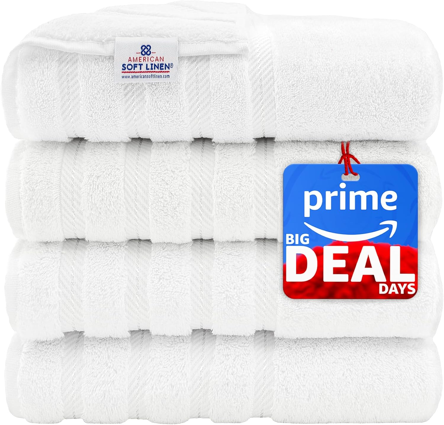 American Soft Linen Luxury 6 Piece Towel Set, 2 Bath Towels 2 Hand Towels 2 Washcloths, 100% Cotton Turkish Towels for Bathroom, Light Grey Towel Sets